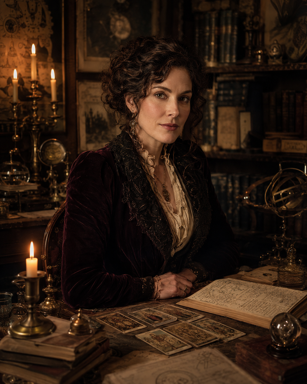 Dr. Eleanor Vance in a candlelit private study